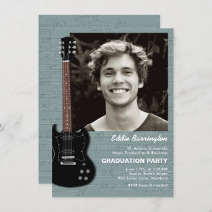 Music Guitar Photo Graduation Party Invitation