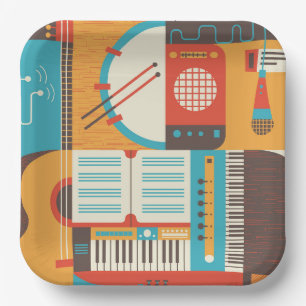 Music Guitar Piano Colorful Paper Plates