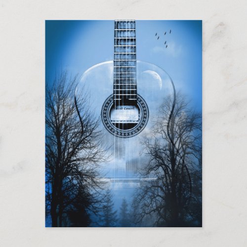 music guitar postcard