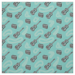Music Guitar Radio Pattern Choose Color Background Fabric