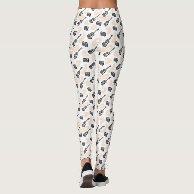 Music Guitar Radio Pattern Custom Leggings (Back)