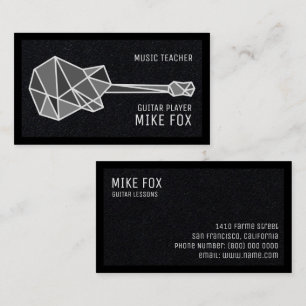 Music Guitar Teacher Black Business Card