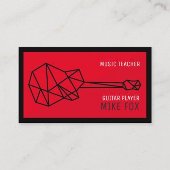 Music Guitar Teacher  Professional Red Business Card by mixedworld at Zazzle