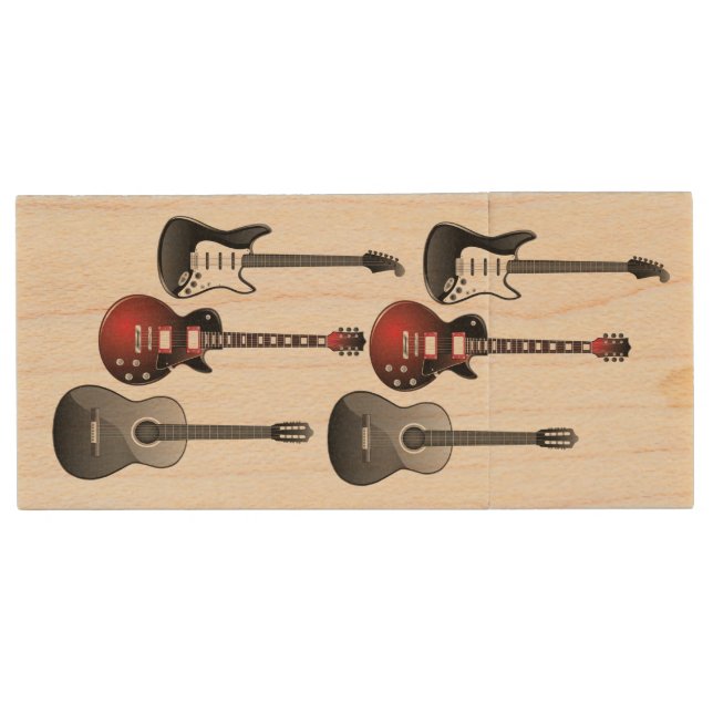 Music Guitar  Teacher Singer  Musician  Wood Flash Drive (Front)