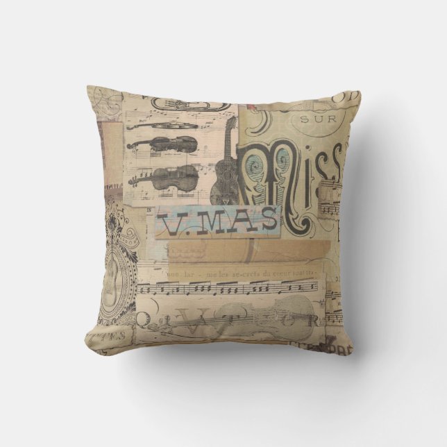 Music Guitar Violin Tuba Throw Pillow 16" x 16" (Front)