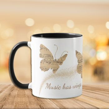 Music Has Wings Butterfly Mug by Westerngirl2 at Zazzle