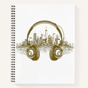 Music Headphone City Rhyme Wonderful Vibes Vector Notebook