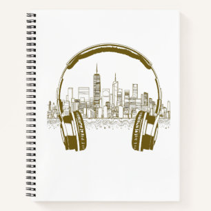 Music Headphone City Rhyme Wonderful Vibes Vector Notebook