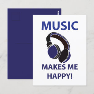 Music Headphone Music Makes Me Happy Music Postcard