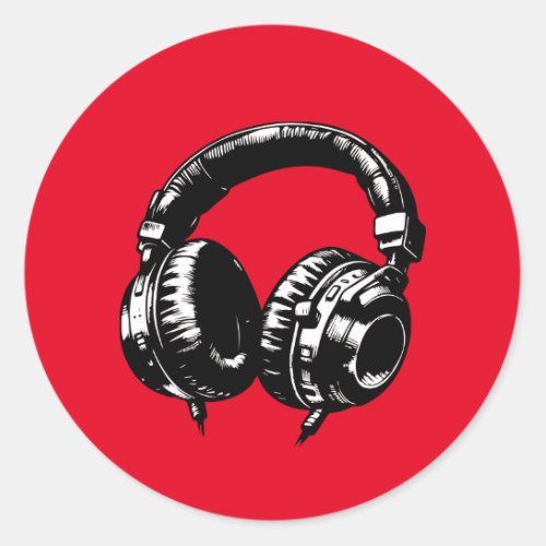 Music Headphones Dance DJ Birthday Party Classic Round Sticker