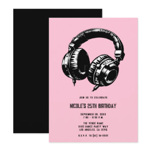 Music Headphones Dance Party DJ Birthday Party Invitation