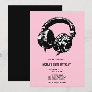 Music Headphones Dance Party DJ Birthday Party Invitation