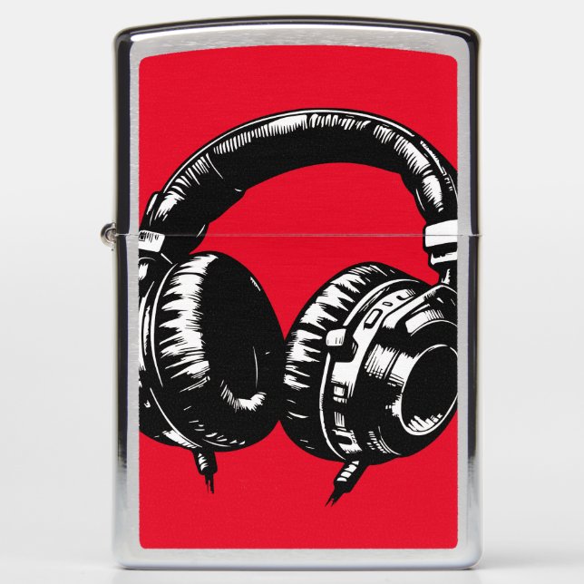 Music Headphones Dance Party DJ Zippo Lighter (Front)
