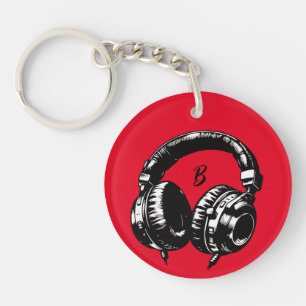 Music Headphones DJ Birthday Party Keychain