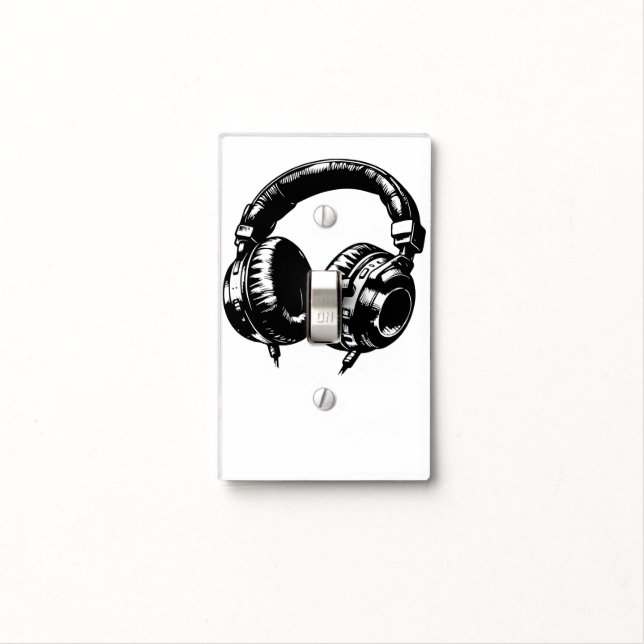 Music Headphones DJ Birthday Party Light Switch Cover (In Situ)
