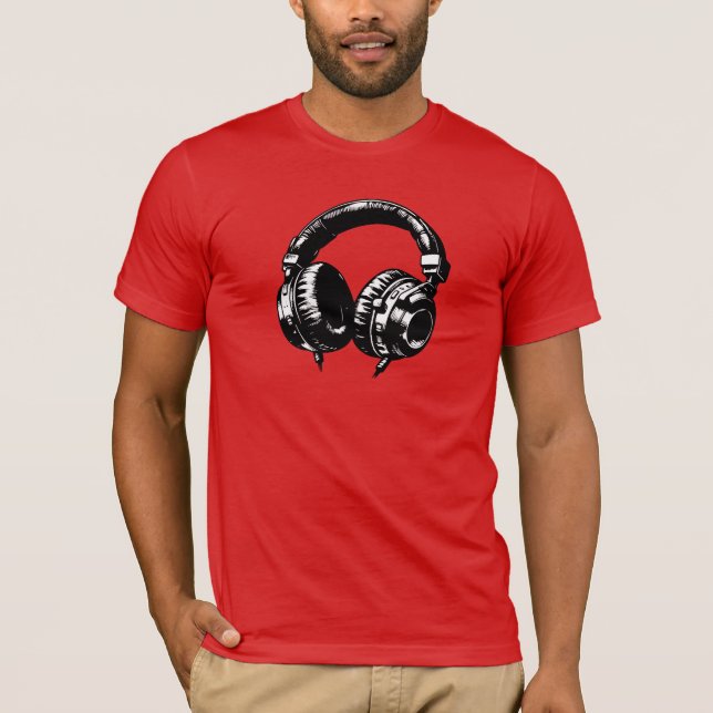 Music Headphones DJ Birthday Party T-Shirt (Front)