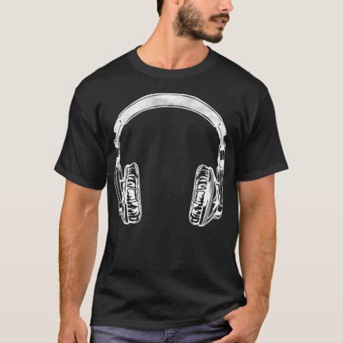 Music Headphones Funny DJ Musician Gifts Gym Men T_Shirt