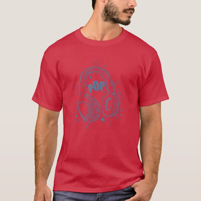 Music Headphones Pop Music Singer Stars funny T-Shirt (Front)