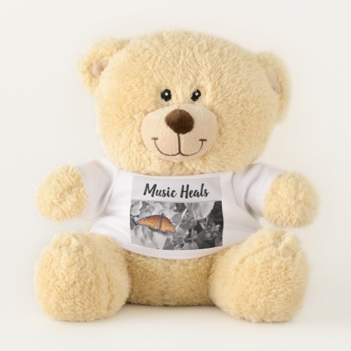 Music Heals Orange Monarch Butterfly Musician Teddy Bear