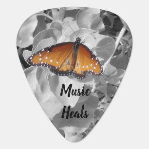 Music Heals Orange Monarch Photo Pretty Butterfly Guitar Pick