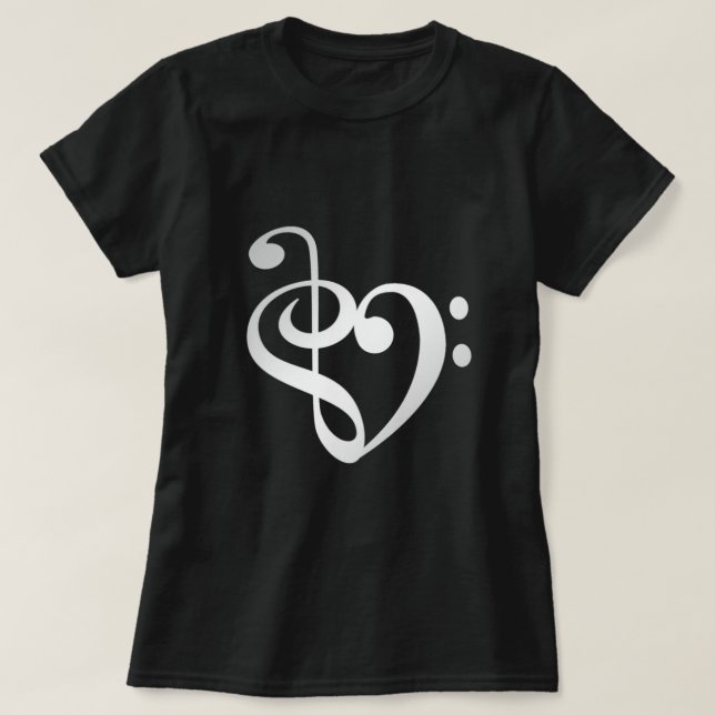 Music Heart Silver in Love heart shape T-Shirt (Design Front)
