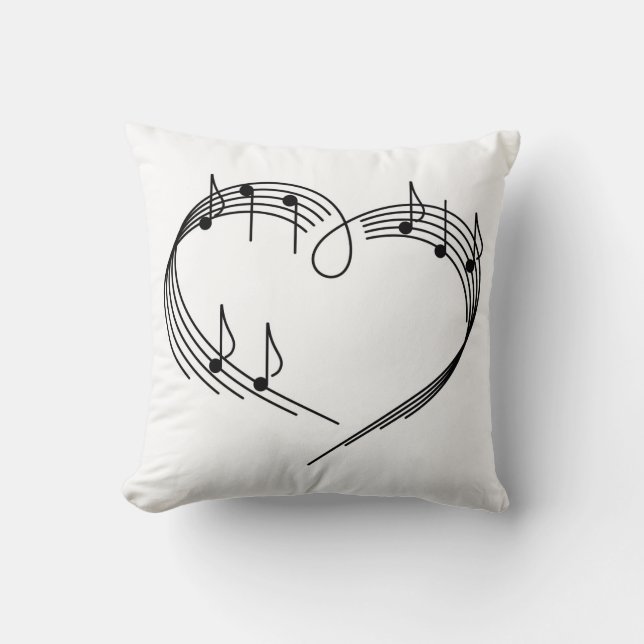 Music Heart Throw Pillow (Front)