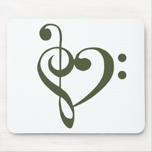 Music Heart Treble Bass Clef Heart _ Chive Mouse Pad
