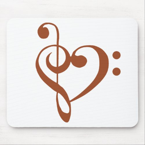 Music Heart Treble Bass Clef Heart _ Cinnamon Mouse Pad