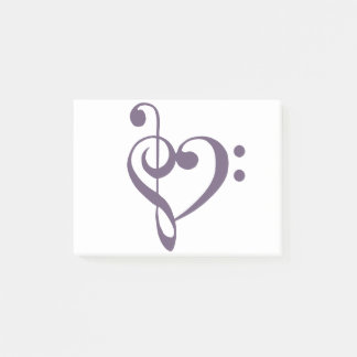 Music Heart Treble Bass Clef Heart - Grape Compote Post-it Notes
