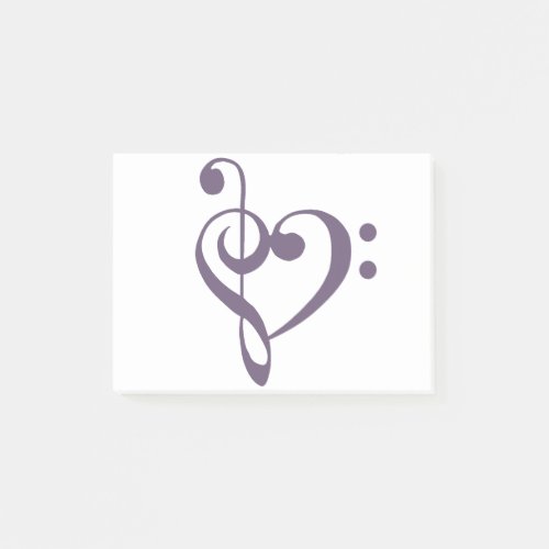 Music Heart Treble Bass Clef Heart _ Grape Compote Post_it Notes