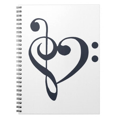 Music Heart Treble Bass Clef Heart _ Navy Blazer Notebook