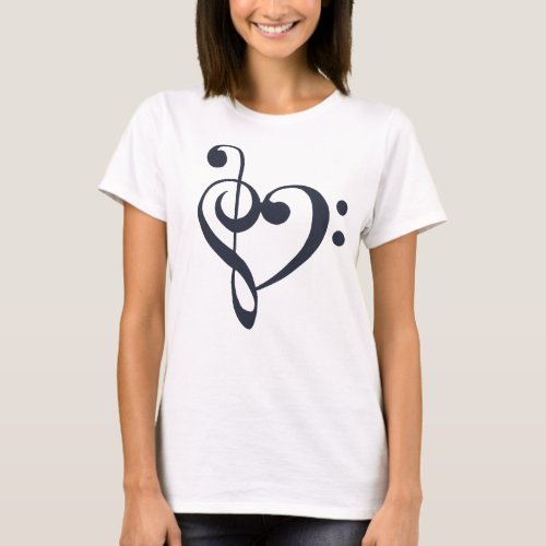 Music Heart Treble Bass Clef Heart _ Navy Blazer T_Shirt