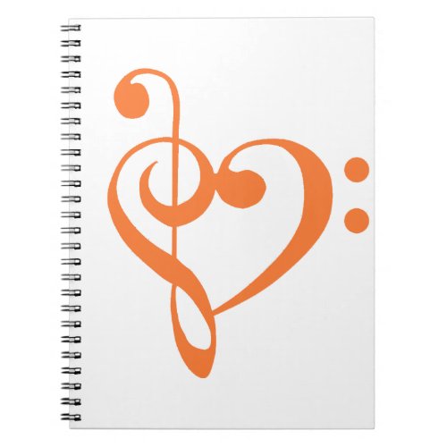 Music Heart Treble Bass Clef Heart _ Orange Peel Notebook