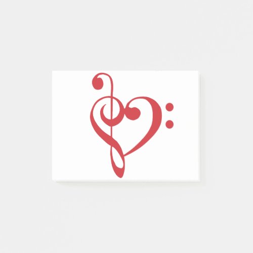 Music Heart Treble Bass Clef Heart _ Scarlet Post_it Notes