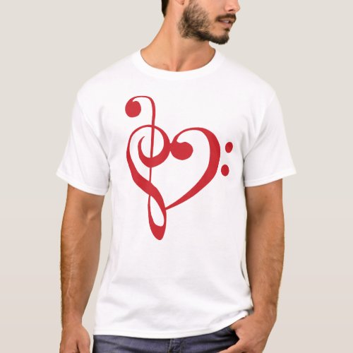 Music Heart Treble Bass Clef Heart _ Scarlet T_Shirt
