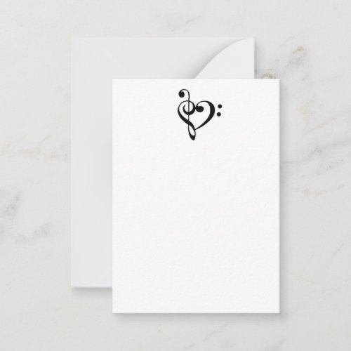 Music Heart Treble Clef Bass Clef Musician  Note Card
