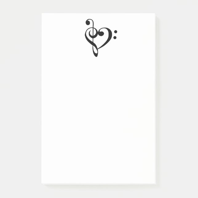 Music Heart Treble Clef Bass Clef Musician Post-it Notes (Front)