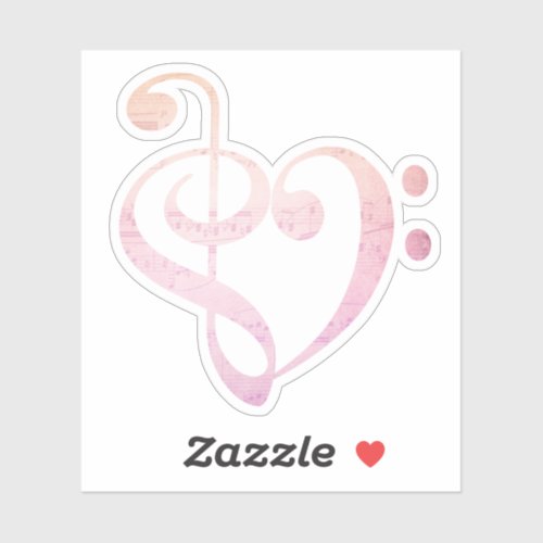 Music Heart Treble Clef Bass Clef Sticker