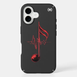 Music Heartbeat Note – Black Minimalist iPhone 16 Case