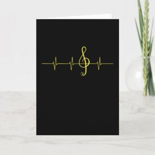 Music Heartbeat Pulse Musician Clef Card