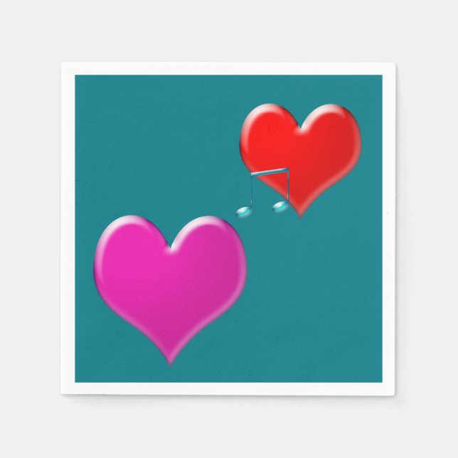 music hearts paper napkins (Front)
