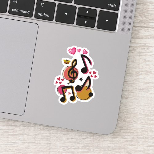 Music  Hearts scrapbook trendy Sticker