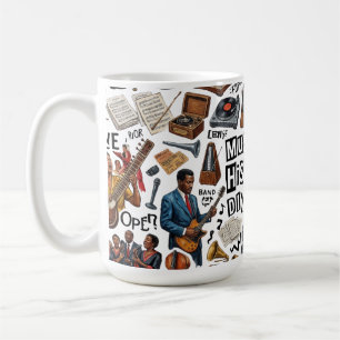 Music History & Genres Collage Art - Retro, Punk, Coffee Mug