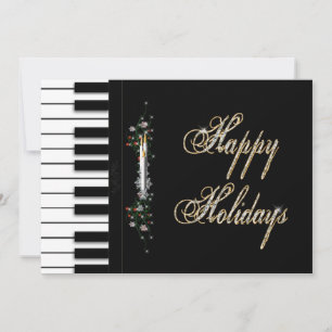 Music Holiday Party Invitations - Piano - Musical