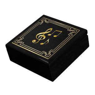 Music icons, gold on black, gift box