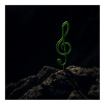 Music if Life – Treble Clef Plant on a Rocky Mou
