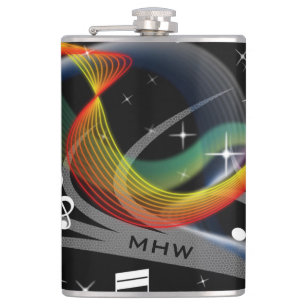 Music Illustration custom monogram flask