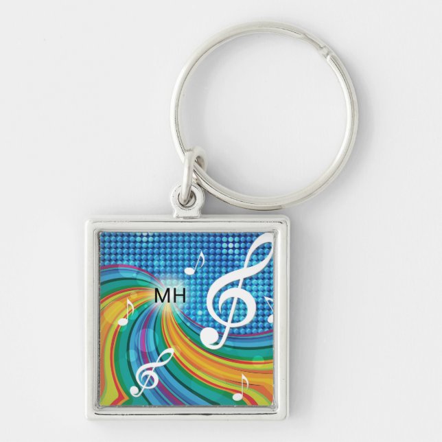 Music Illustration custom monogram key chains (Front)