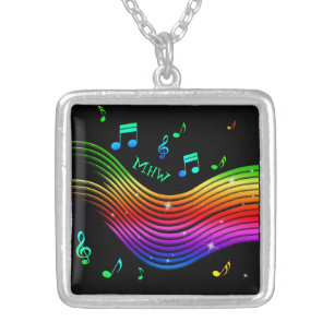 Music Illustration custom monogram necklace