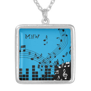 Music Illustration custom monogram necklace